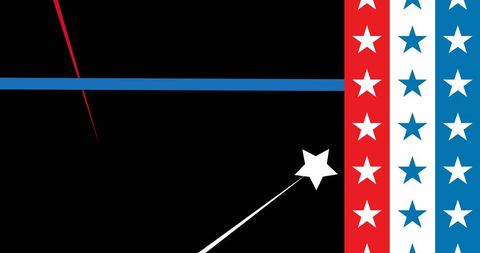 Patriotic red, white, and blue stars design on black background