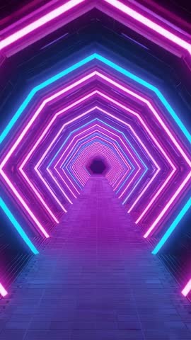Gliding Neon Hexagon Tunnel Vertical Loop for Futuristic Music Videos and Tech Promos