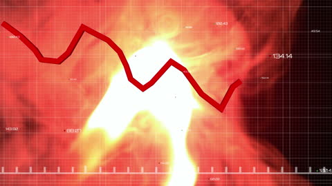 Fluctuating Financial Graph with Fiery Background Illustrates Market Volatility