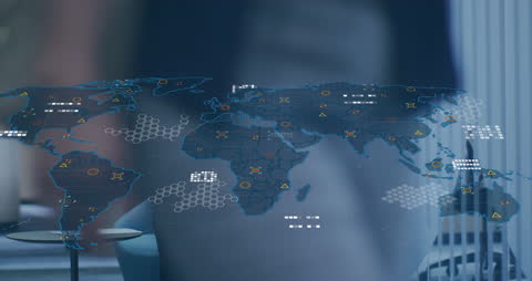 Global Networking and Business Technology with Map Overlay