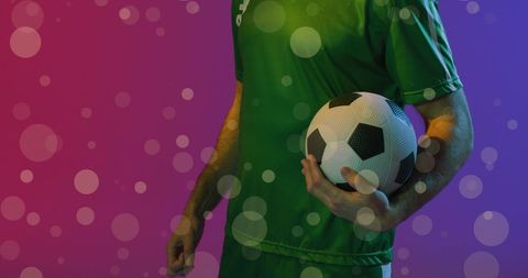 Caucasian Male Soccer Player Holding Ball with Special Effects - Download Free Stock Images Pikwizard.com