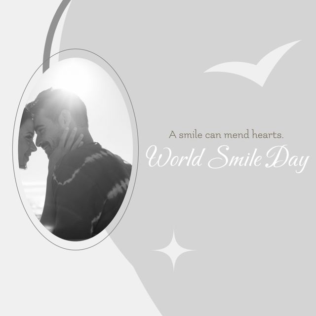 Couple Smiling Together Celebrating World Smile Day - Download Free Stock Templates Pikwizard.com