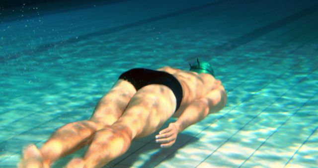 Swimmer Underwater Practicing with Green Swim Cap in Pool - Download Free Stock Images Pikwizard.com