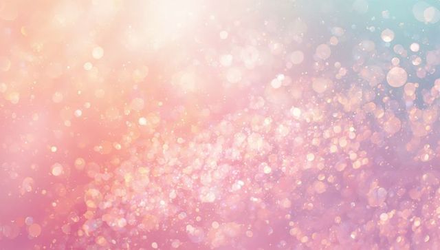 Glowing pastel bokeh backdrop with shimmering glitter, soft light flares and golden highlights