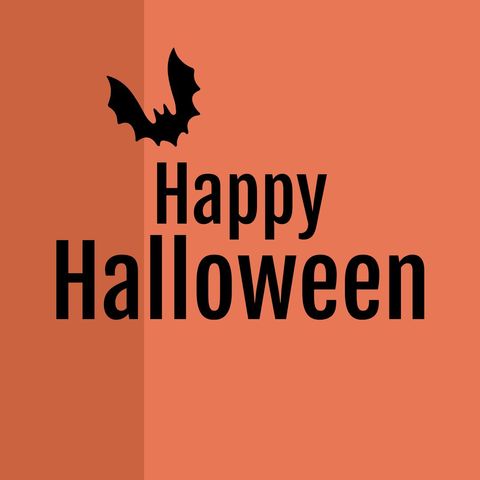 Halloween Greeting with Black Bat on Orange Background - Download Free Stock Templates Pikwizard.com