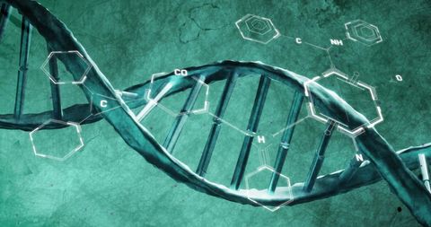 DNA Strand with Holographic Chemical Structures - Download Free Stock Images Pikwizard.com
