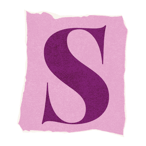Stylized s on pink torn-edge background