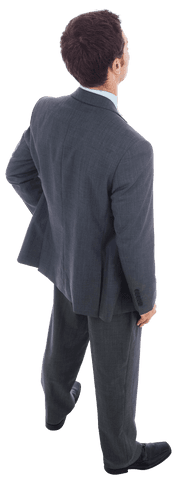 Transparent Businessman Back Pose Hand on Hip