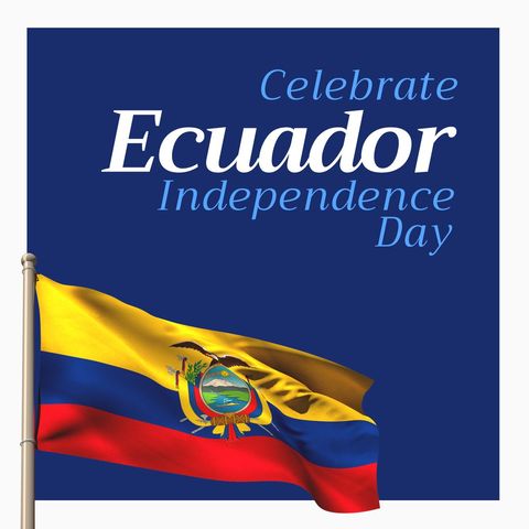 Celebrate Ecuador Independence with Flag Against Blue Background - Download Free Stock Templates Pikwizard.com