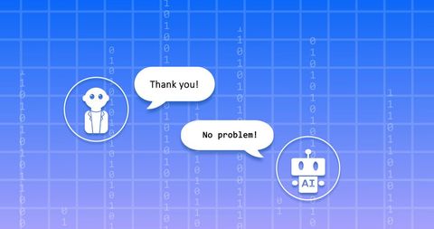 AI Conversation with Speech Bubbles on Blue Digital Background - Download Free Stock Images Pikwizard.com