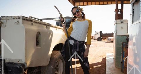 Young Woman Refueling Vehicle in Bright Sunlight