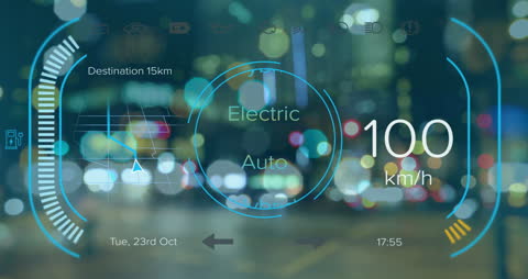 Futuristic Electric Car Dashboard Interface with Speed Display