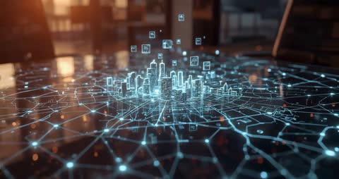 Holographic City Model and Interactive Digital Icons in Workspace