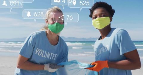 Volunteers Cleaning Beach, Promoting Environmental Sustainability