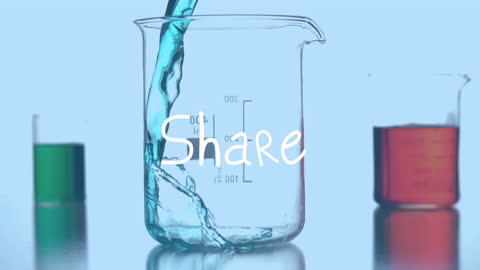 Pouring Liquid into Beaker with Share Concept Overlay