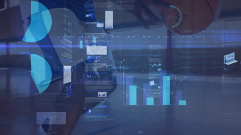 Statistical Analytics Over Basketball Game Illustration