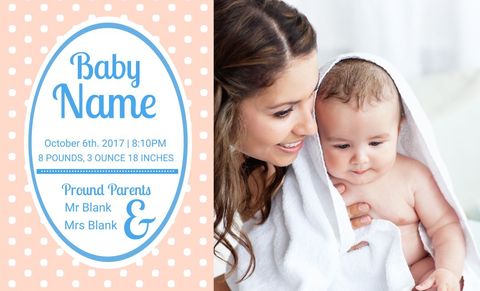 baby birth announcement with mother holding newborn - Download Free Stock Templates Pikwizard.com