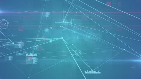Futuristic Digital Network Data Connections on Blue Background