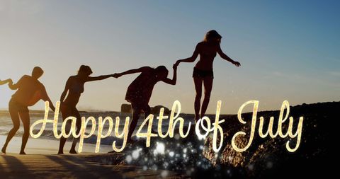 4th of July Celebration, Friends Enjoy Beach Sunset - Download Free Stock Images Pikwizard.com