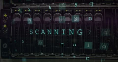 High-Tech Server Scanning with Digital Symbols Overlay - Download Free Stock Images Pikwizard.com
