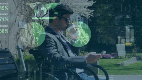 Businessman Analyzing Financial Data on Smartphone in Park