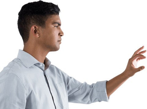 Transparent Interaction Man Touching Virtual Interface - Download Free Stock Videos Pikwizard.com