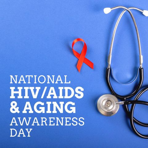 HIV/AIDS and Aging Awareness with Stethoscope and Red Ribbon - Download Free Stock Templates Pikwizard.com