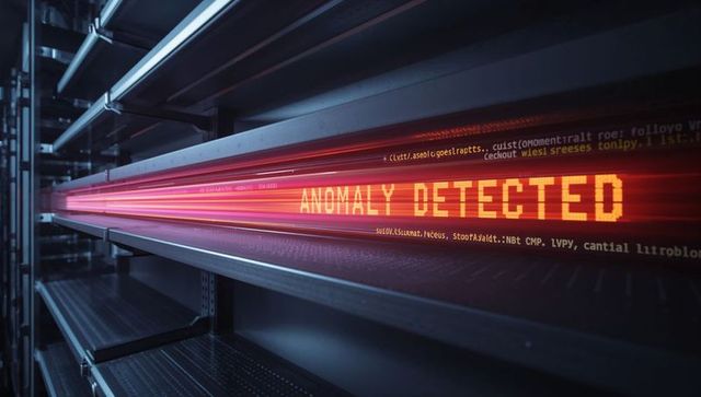 Detecting anomaly alert on led rack display in futuristic data center server aisle