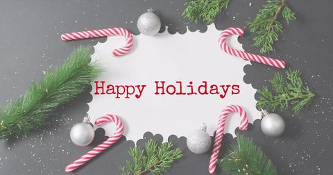 Festive Merry Christmas Card Design with Candy Canes and Ornaments - Download Free Stock Images Pikwizard.com