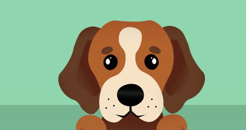 Cute Dog Animation with Copy Space on Green Background