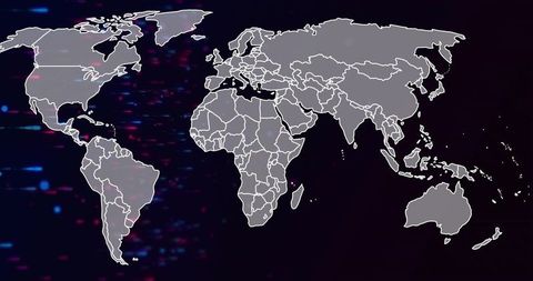 Futuristic Digital Map with Data Visualization and Particles