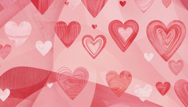 Floating Marbled Hearts Pattern in Pink and Red for Valentine Greeting Cards Backgrounds