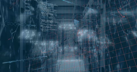 Intelligent Technology Overlaid on Modern Server Room