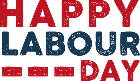 Transparent labour day greeting with bold vintage typography