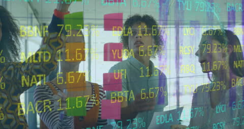 Financial Analysis with Diverse Team Collaborating in Modern Office