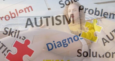 Remote Work by the Sea: Woman Typing on Laptop