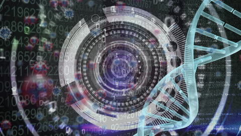 DNA Strand and Data Processing Technology Concept Art