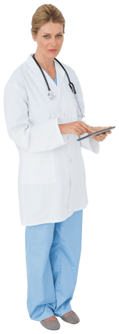 Caucasian Female Doctor Using Tablet on Transparent Background - Download Free Stock Videos Pikwizard.com