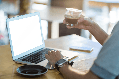 Transparent Laptop Screen with Coffee in Daylight Setting - Download Free Stock Videos Pikwizard.com