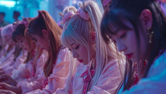 Asian Idol in Sparkling Pink Dress Signing Autographs at Fan Meeting