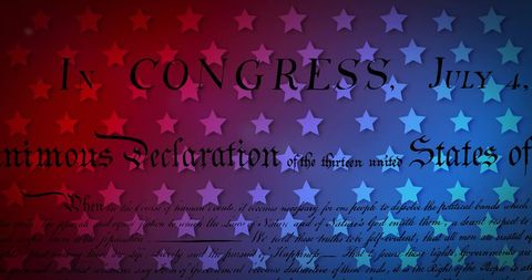 Colorful Patriotic Stars Over Declaration Text Celebration Concept