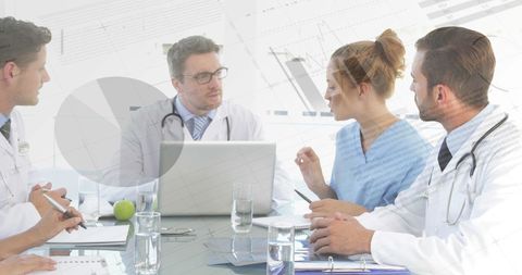 Team of Doctors Collaborating with Data Analysis