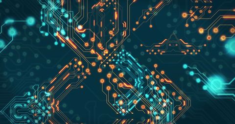 Abstract Digital Circuit Design with Glowing Lines - Download Free Stock Images Pikwizard.com