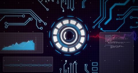 Futuristic Interface with Data Processing and Circuit Board Design - Download Free Stock Images Pikwizard.com