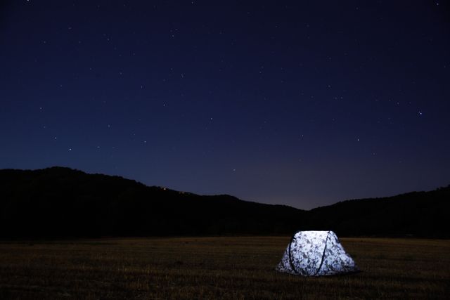 Starry Night Camping in a Lonely Field - Download Free Stock Photos Pikwizard.com