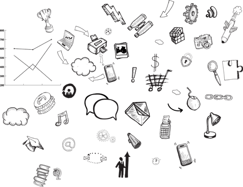 Transparent Communication and Technology Icons with Office Tools - Download Free Stock Videos Pikwizard.com