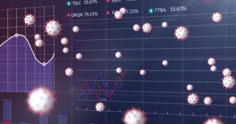 Virus Cells Overlay on Financial Data Charts with Stock Market Figures - Download Free Stock Images Pikwizard.com