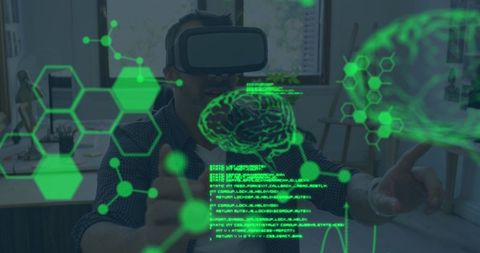 Futuristic Technology: Man Using VR Headset with Virtual Data Interface - Download Free Stock Images Pikwizard.com