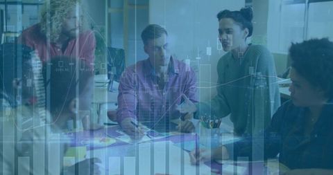 Diverse Team Collaborating in Modern Office on Business Strategy