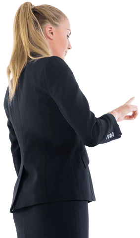 Transparent Businesswoman Pointing Presentation Gesture